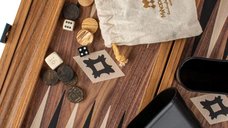 Set backgammon din lemn cu aspect de nuc, 30 x 20 cm