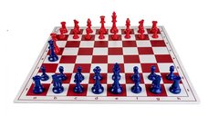 Set Combo Red: Tabla PVC Alb-Rosu 57mm si Piese Staunton 6 Light Rosu-Albastru