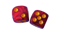 Set de 2 zaruri perlate rosii de 16 mm cu colturi rotunjite
