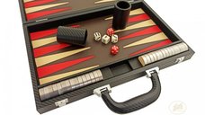 Set de Backgammon din Piele Italfama - Negru si Rosu