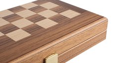 Set de sah, table si dame 3 in 1 din lemn de nuc realizat manual- Imperfect