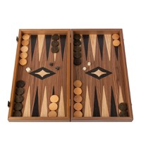 Set joc table backgammon cu tabla de sah la exterior,   lemn de nuc si stejar inlaid ,   47,5 x 50 cm - 1