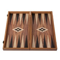 Set joc table backgammon Walnut with Black Oak points  30 x 30 cm - Imperfect - 1