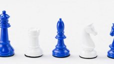 Set Piese de Sah Plastic No. 5 - Alb si Albastru