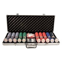 Set poker cu 500 chips-uri ceramice model Valentino si servieta din aluminiu - 1