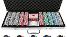 Set poker cu 500 chips-uri clay 14g model PRO POKER si servieta din aluminiu -Desigilat