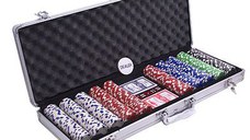 Set poker cu 500 chips-uri model DICE si servieta din aluminiu