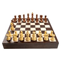 Set sah cu piese Staunton 5 Zagreb si  Cutie cu tabla sah din lemn - wenge - 1
