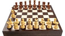 Set sah cu piese Staunton 5 Zagreb si  Cutie cu tabla sah din lemn - wenge