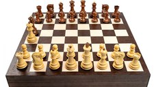 Set sah cu piese Staunton 5 Zagreb si  Cutie cu tabla sah din lemn - wenge