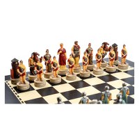 Set sah cu piese tematice Grecii si Romanii cu tabla cu efect de abanos - 1