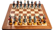 Set sah cu piese tematice Razboiul Civil American cu tabla de Padauk