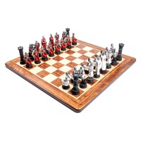 Set sah cu piese tematice Templierii cu tabla Padauk - 1