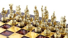 Set sah piese si tabla din metal - Grecii si Romanii (mediu)  Manopoulos