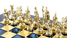 Set sah piese si tabla din metal - Grecii si Romanii (mediu)  Manopoulos