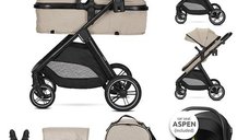Carucior 3 in 1 Lorelli Aspen, crem, pana la 22 kg, 0-36 luni, cu sasiu din aluminiu