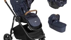 Carucior pentru copii multifunctional 3 in 1 Joie Versatrax E Navy Blazer (Carucior Versatrax E + Landou Ramble + scoica i-Snug)