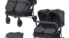 Carucior pentru gemeni Lorelli Duo, 0-30 kg, 0-3 ani (Negru)