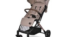 Carucior pentru nou-nascut Lorelli Ribera Beige Warm, tip troler, dimensiuni compatibile avion, 0 luni - 3 ani, maxim 15 Kg, spatar reglabil in multiple pozitii, copertina cu protectie solara, roti cu suspensie, pliere cu o singura mana