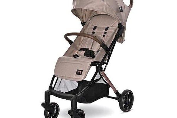 Carucior pentru nou-nascut Lorelli Ribera Beige Warm, tip troler, dimensiuni compatibile avion, 0 luni - 3 ani, maxim 15 Kg, spatar reglabil in multiple pozitii, copertina cu protectie solara, roti cu suspensie, pliere cu o singura mana
