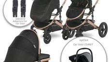 Carucior transformabil Lorelli Boston, 0-22 kg, cos auto separat, 0-4 ani (Negru)