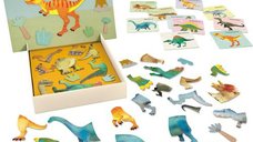 HappiHobbi Forme magnetice cu dinozauri, set educativ cu 45 de magneti