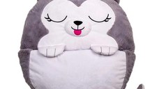 Jucarie de plus 2 in 1 Happy Napers - Husky-ul Kodiak, Gri