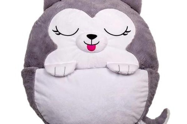 Jucarie de plus 2 in 1 Happy Napers - Husky-ul Kodiak, Gri