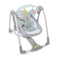 Leagan portabil Ingenuity Swing 'n Go Portable Swing™ Hugs & Hoots™, Greutatea maxima 9 kg (Gri) - 1