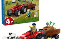 LEGO® City - Tractor de ferma rosu cu remorca si oi 60461, 116 piese