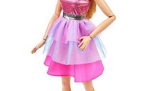 Papusa Barbie de 71 cm, cu rochie roz si accesorii