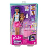 Papusa Barbie Skipper First Jobs - Babysitter, creola bruneta, cu bebelus - 1