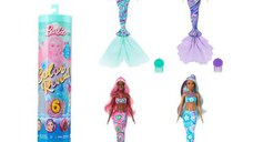 Papusa surpriza Barbie Color Reveal Morska Sirena, set cu 6 surprize, multicolor, 30x10cm