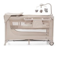 Patut pliabil cu accesorii Kinderkraft Joy 2, 2 niveluri, Bej - 1