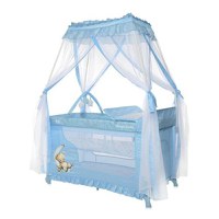 Patut pliabil stil baldachin Lorelli Magic Sleep, cu accesorii, Blue Moon Sleeping Bear - 1