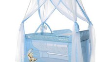 Patut pliabil stil baldachin Lorelli Magic Sleep, cu accesorii, Blue Moon Sleeping Bear