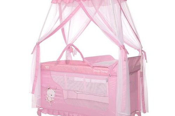 Patut pliabil stil baldachin Lorelli Magic Sleep, cu accesorii, Mellow Rose Ballerina Bear