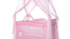 Patut pliabil stil baldachin Lorelli Magic Sleep, cu accesorii, Mellow Rose Ballerina Bear