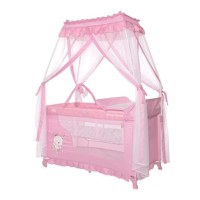 Patut pliabil stil baldachin Lorelli Magic Sleep, cu accesorii, Mellow Rose Ballerina Bear - 1