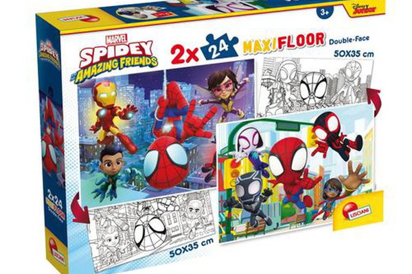 Puzzle de colorat maxi - Paienjenelul Marvel si prietenii lui uimitori (2 x 24 de piese)