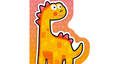Puzzle maxi PUEDO Dinozaur, 10 piese mari, 2+ ani, Portocaliu