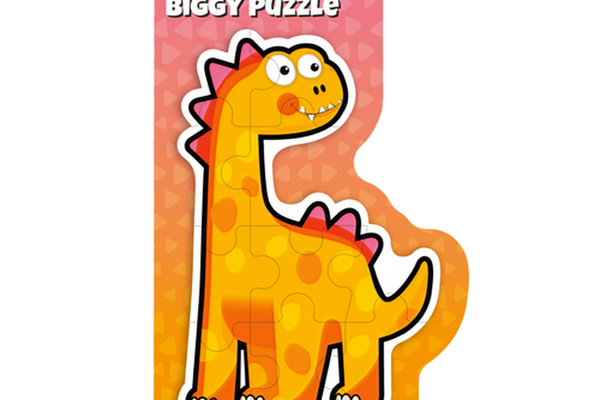 Puzzle maxi PUEDO Dinozaur, 10 piese mari, 2+ ani, Portocaliu