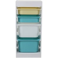 Raft depozitare jucarii pentru copii U-Grow, cu 4 cosuri colorate - 1