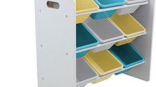 Raft pentru depozitarea jucariilor U-Grow UGRD115-BLYE cu 9 cosuri multicolore
