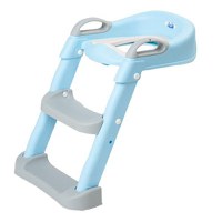 Reductor WC cu scara pentru copii Juju Solo Steps, 1an+, suport picioare 2 pozitii, pliabil, portabil, antiderapant, perna moale, manere de sustinere, Albastru - 1