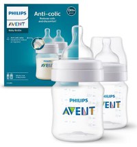 Set 2 biberoane anti-colici Philips Avent SCY100/02, 125 ml, +0 luni, 2 buc, Fara BPA (Alb/Transparent) - 1