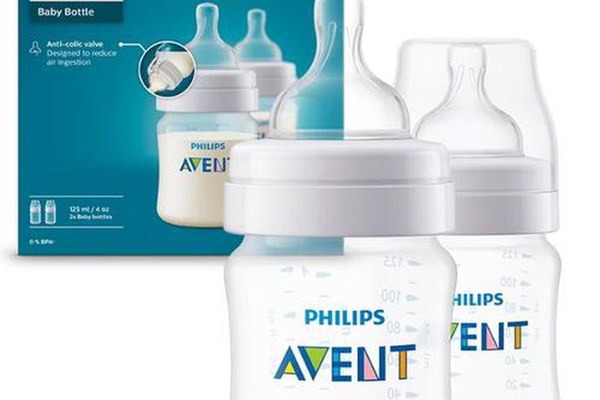 Set 2 biberoane anti-colici Philips Avent SCY100/02, 125 ml, +0 luni, 2 buc, Fara BPA (Alb/Transparent)