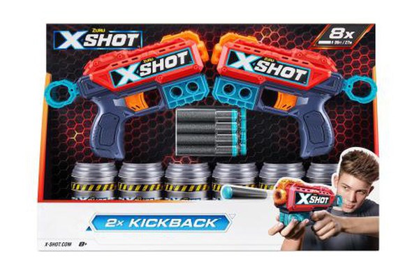 Set 2 blastere X-Shot - Excel Kickback, 8 proiectile