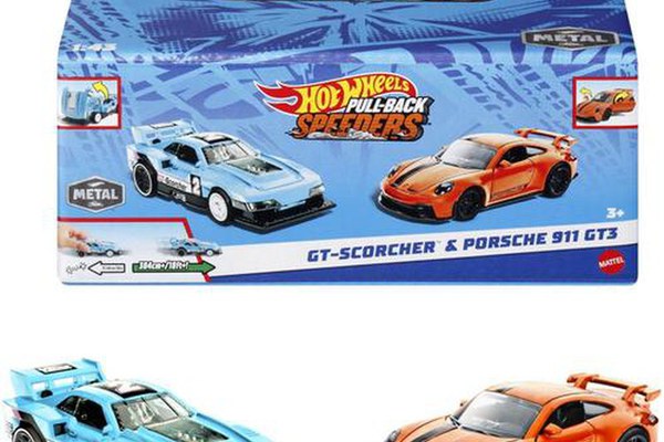 Set 2 masinute metalice Hot Wheels Pull Back- Gt-Scorcher si Porsche 911 Gt3 1:43