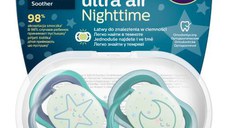 Set 2 suzete Philips-Avent SCF376/13, ultra air NightTime 6-18 luni, Ortodontice, fara BPA, Fosforescent, Stea/Luna